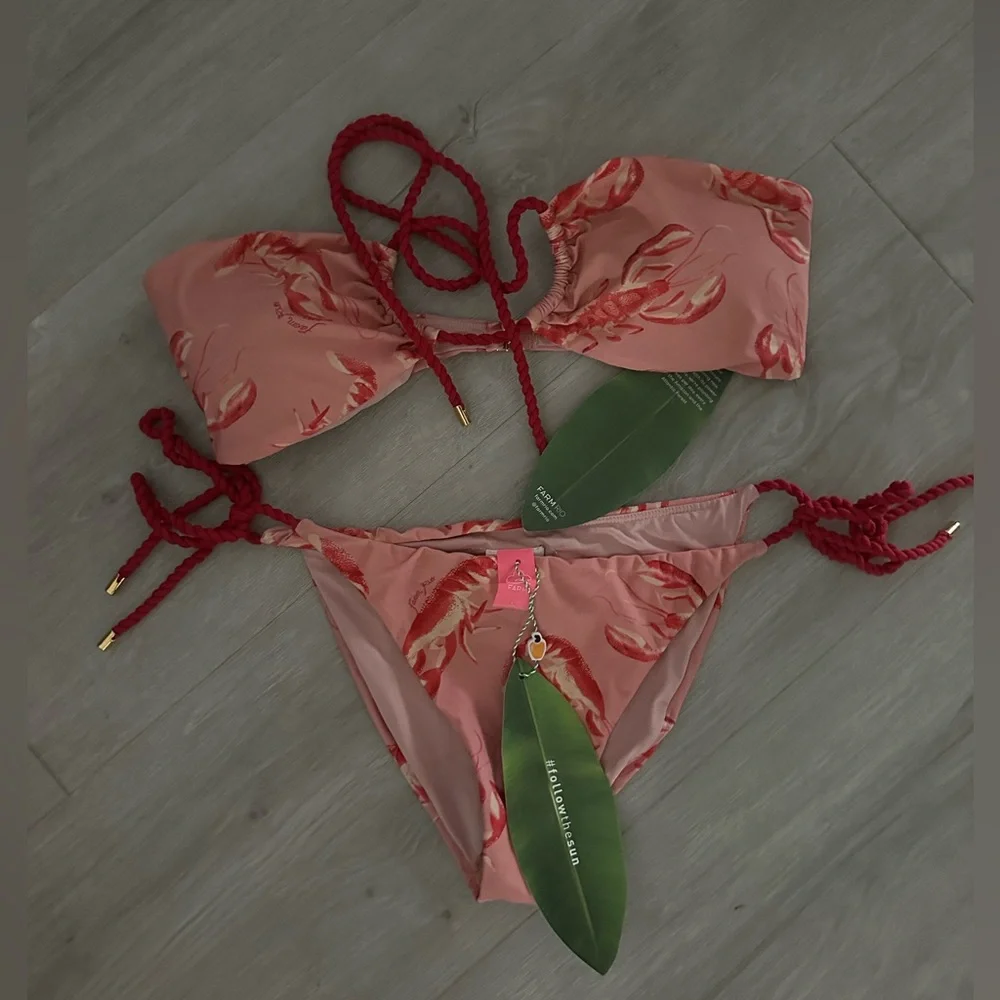 Farm Rio Pink Lobster Bikini Set Size L NWT - Picture 4 of 8
